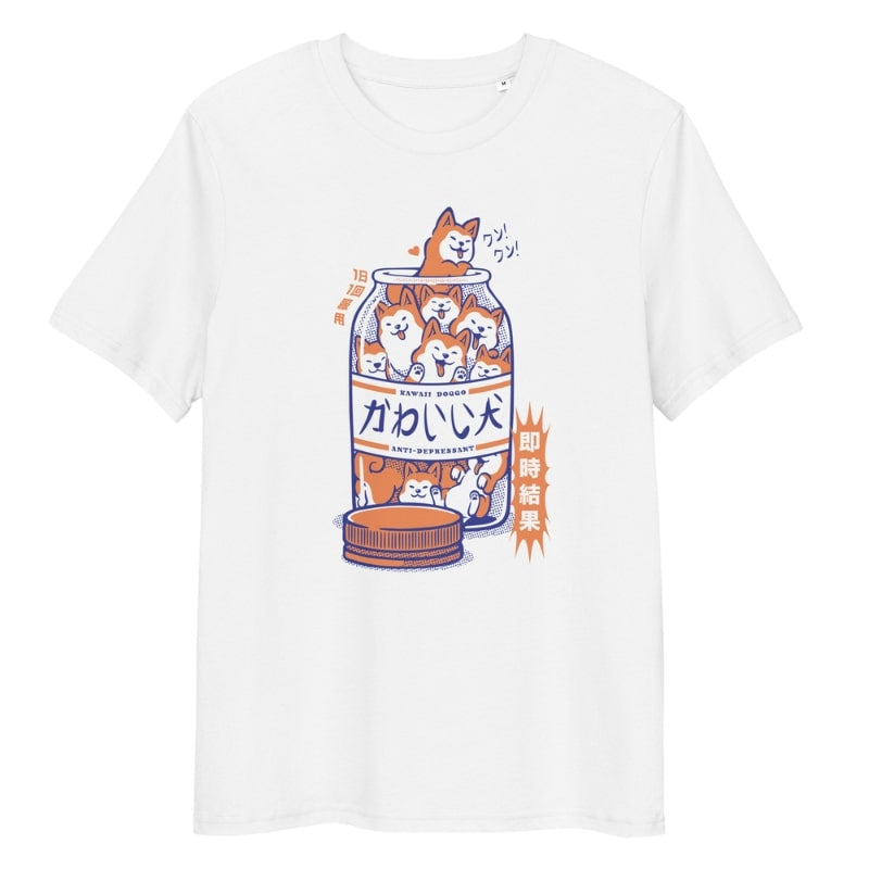 Japanese Tee Shirt - Shiba Anti-Depression S / White