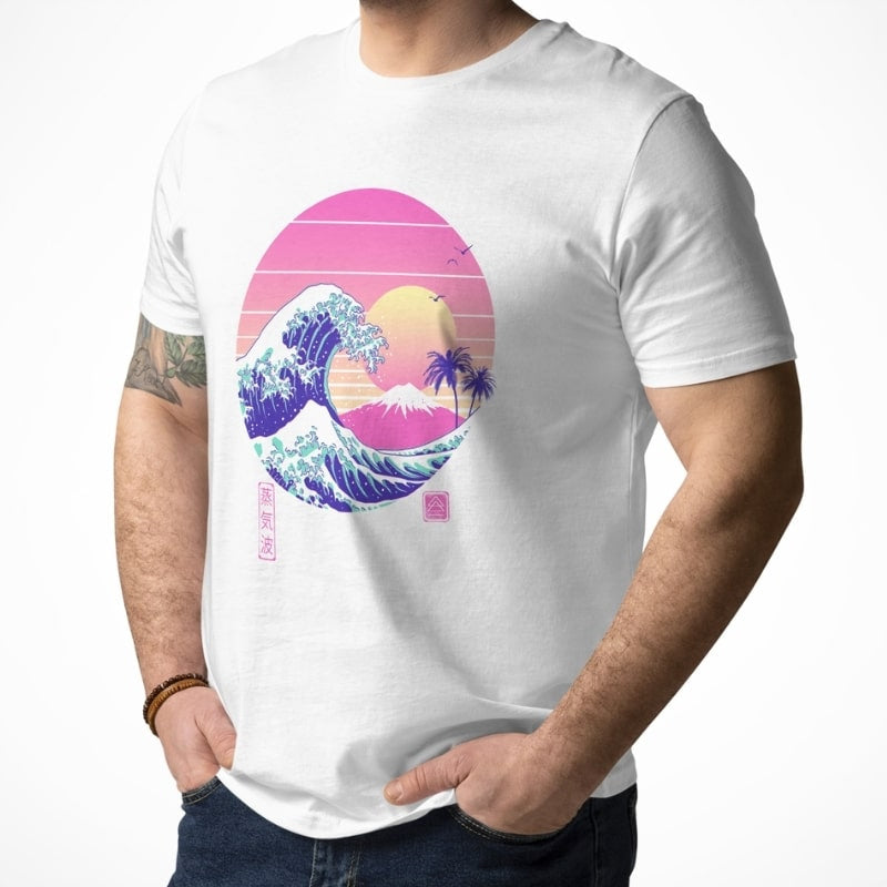 Japanese Tee Shirt - The Great Vapor Wave