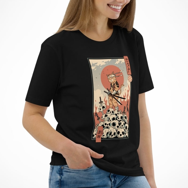 Japanese Tee Shirt - Ukiyo-e Neko Killer