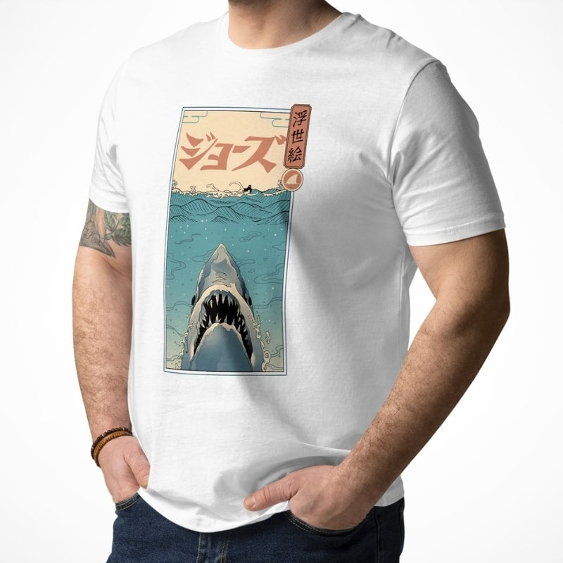 Japanese Tee Shirt - Ukiyo-e Shark Attack