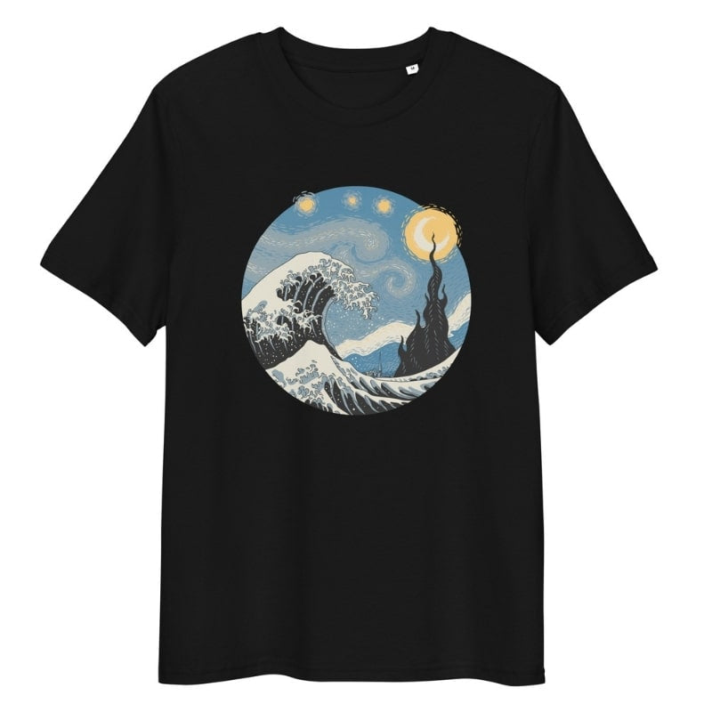 Japanese Tee Shirt - Wave & Starry Night S