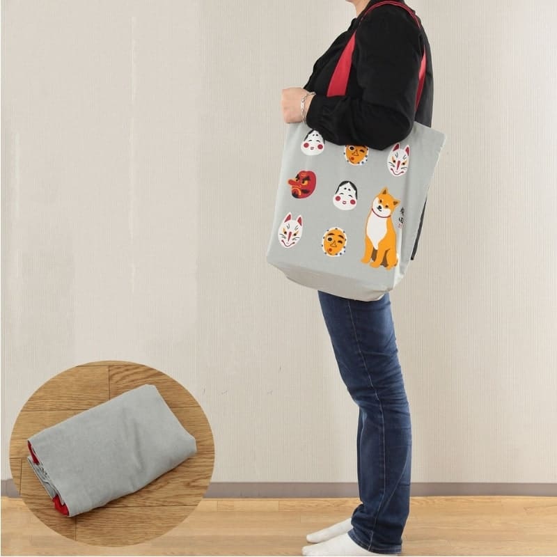 Japanese Tote Bag – Grey Omote to Shiba