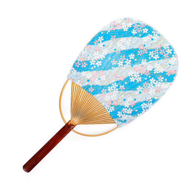 Japanese Uchiwa Fan Washi Sakura Blue