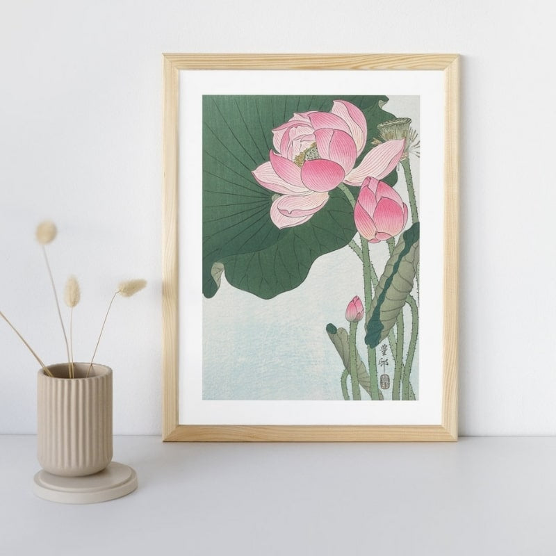 Japanese Woodblock Print - Lotus Flower A3