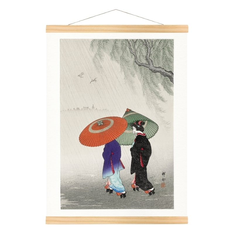 Japanese Woodblock Print - Two Women in the Rain A3