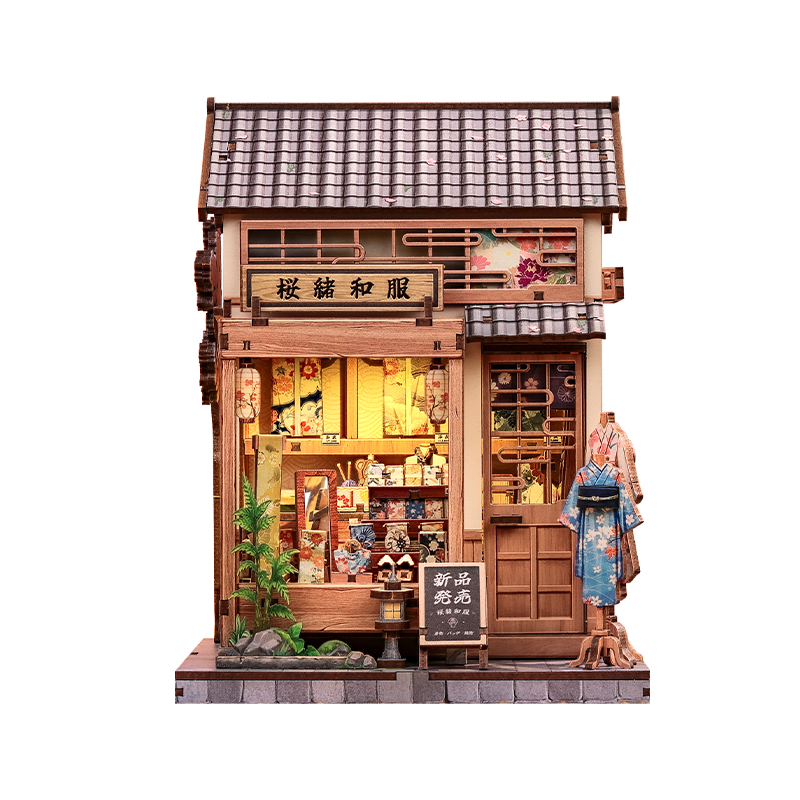 Japanese Wooden Miniature House Sakura Kimono Shop