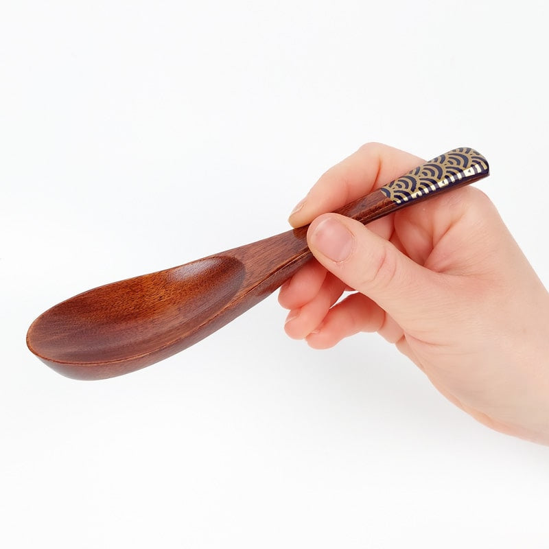 Japanese Wooden Soup Spoon - Blue