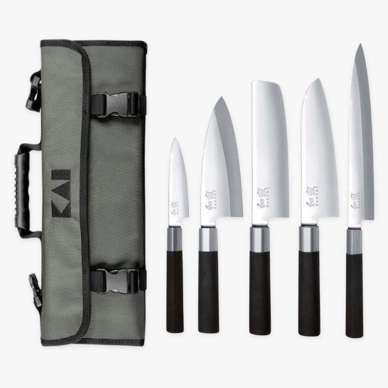 KAI Wasabi Black Knife Set – 5-Piece in Case