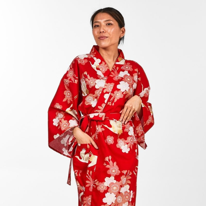 Kimono Happi Woman Sakura to Tsuru - One size