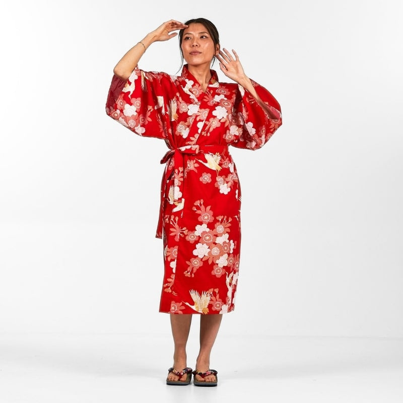 Kimono Happi Woman Sakura to Tsuru - One size