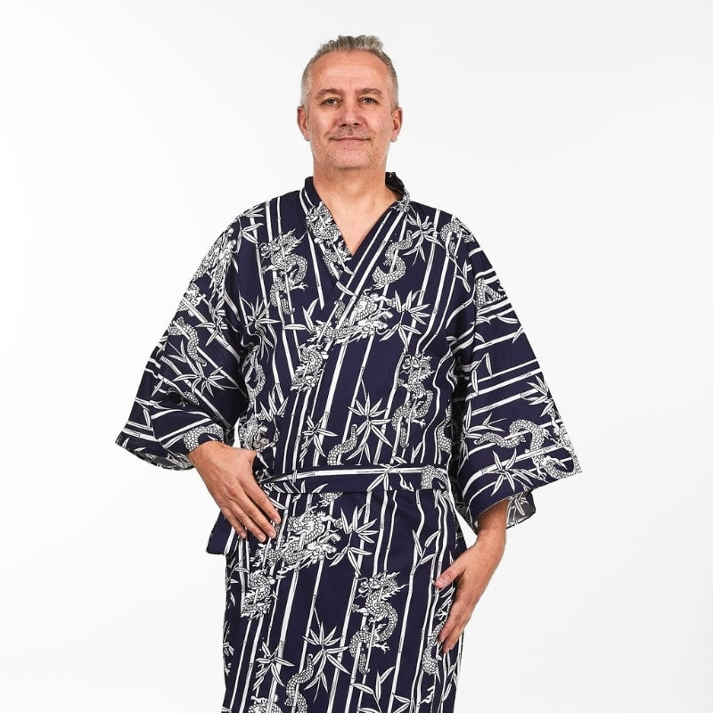 Happi Men's Bamboo &amp; Dragon Kimono - One size