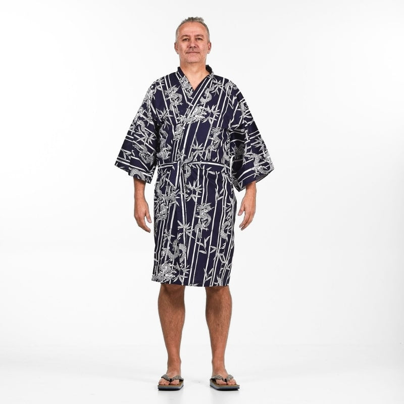 Happi Men's Bamboo &amp; Dragon Kimono - One size