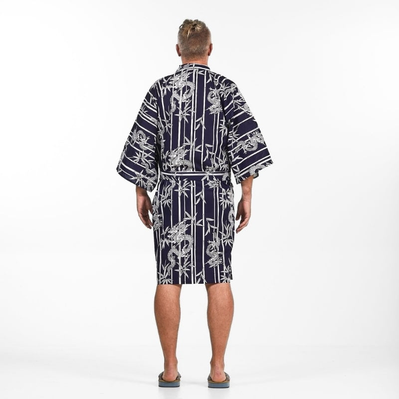 Happi Men's Bamboo &amp; Dragon Kimono - One size