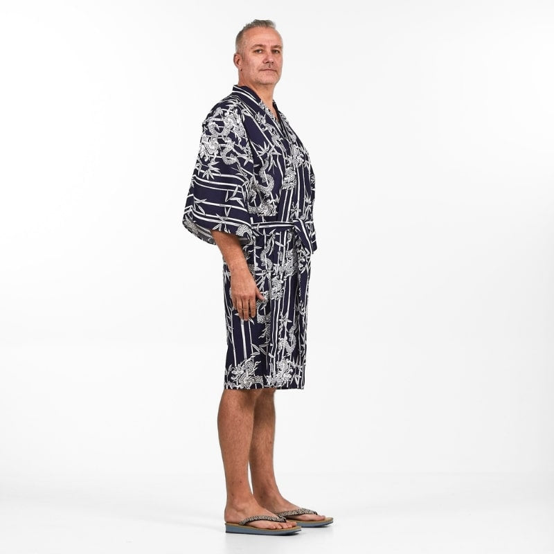 Happi Men's Bamboo &amp; Dragon Kimono - One size