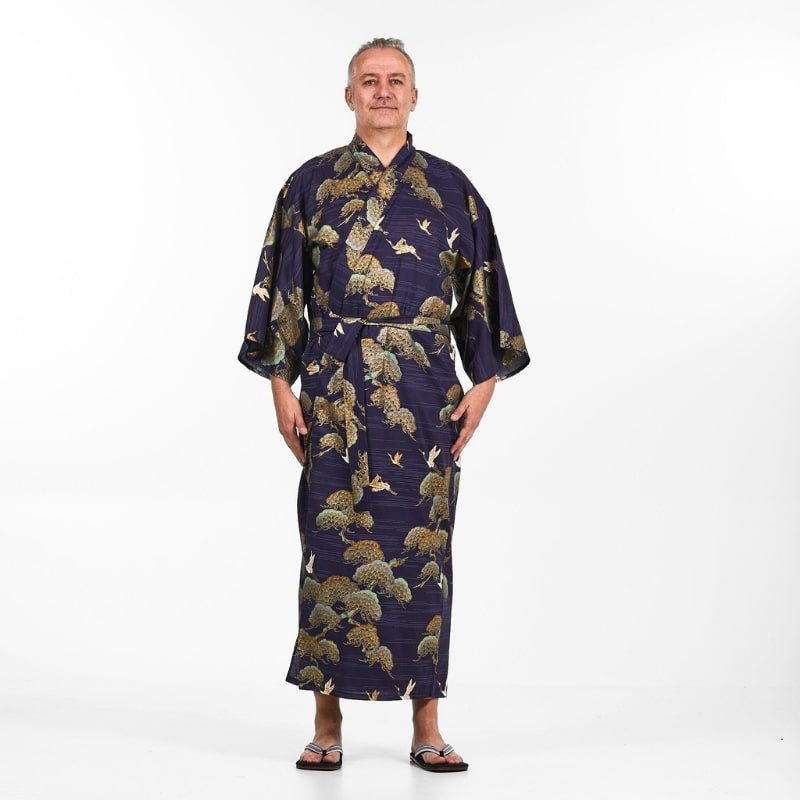 Men's Japanese Crane &amp; Pine Kimono - One size