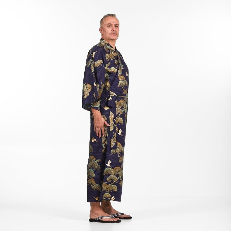 Men's Japanese Crane &amp; Pine Kimono - One size