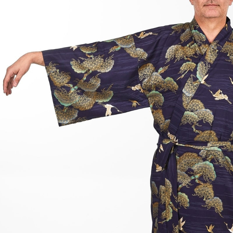 Men's Japanese Crane &amp; Pine Kimono - One size