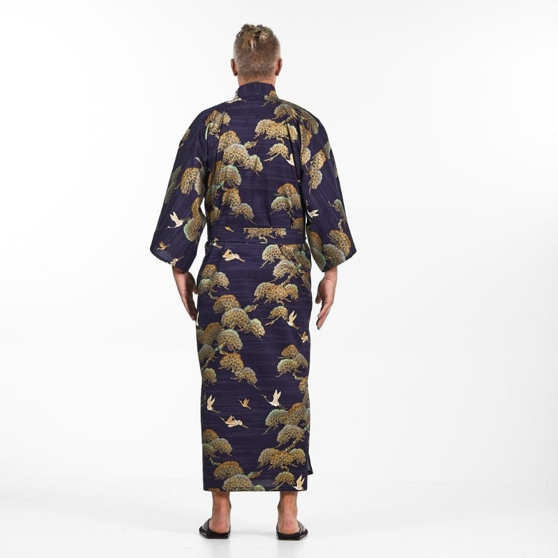 Men's Japanese Crane &amp; Pine Kimono - One size