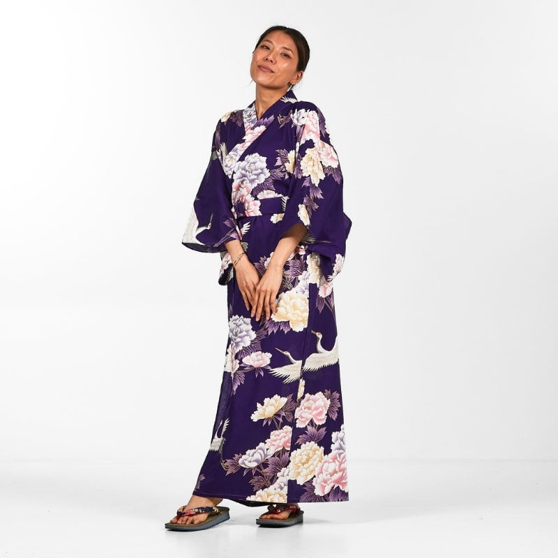 Women's Japanese Kimono - Botan to Tsuru | Japan Avenue