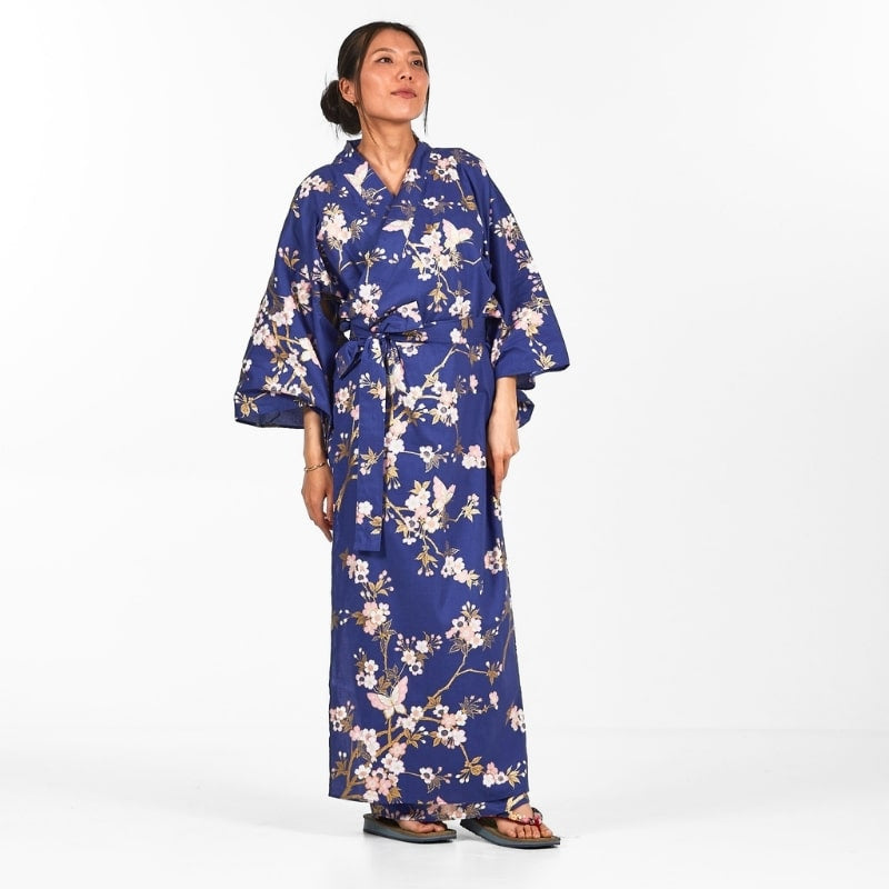 Women's Yukata Kimono Sakura to Chō - M