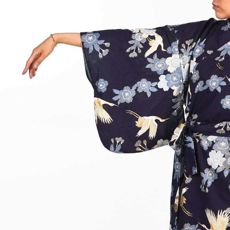 Women's Yukata Kimono Sakura to Tsuru