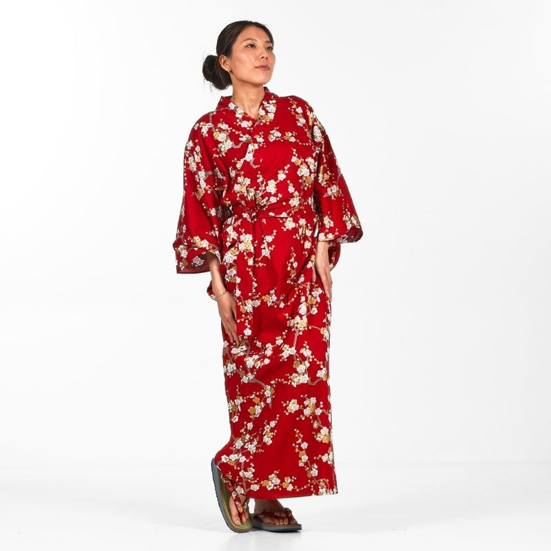 Women's Shiraume Yukata Kimono - M