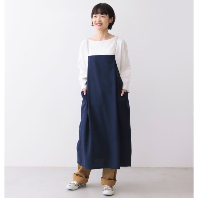 Long Japanese Apron Navy Blue