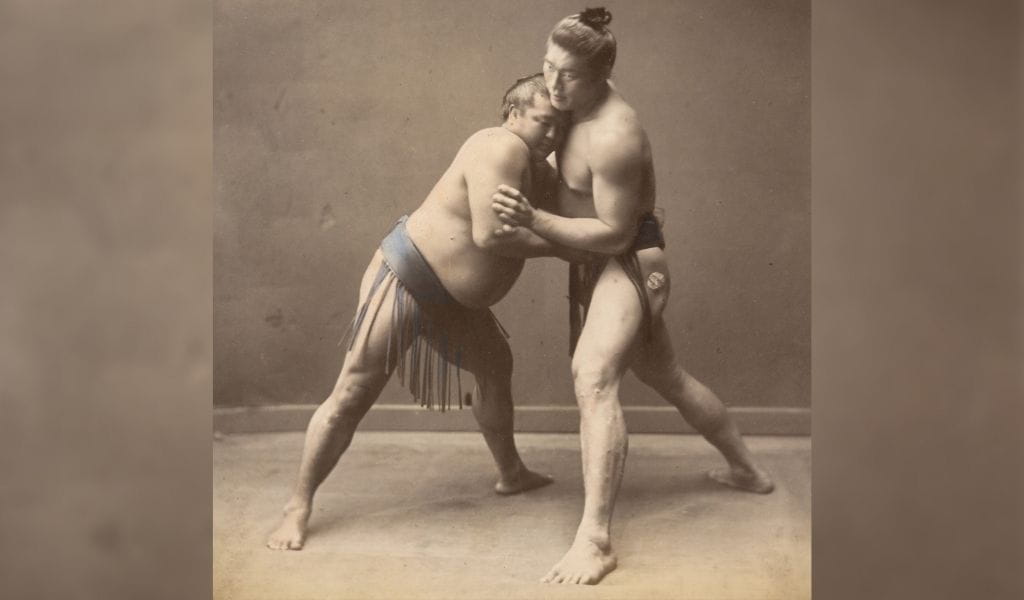Sumo wrestlers in the 1870s