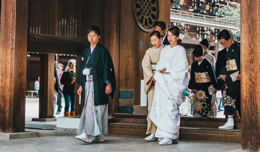 Japanese grooms in kimono