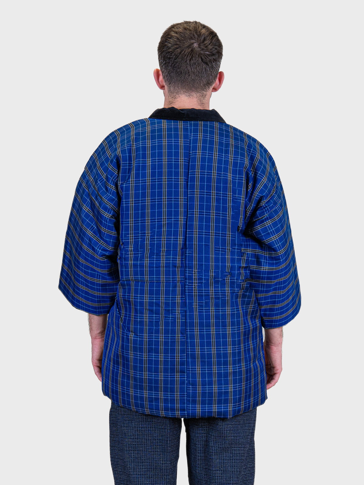 Men’s Hanten Jacket – Blue Kōshi Check