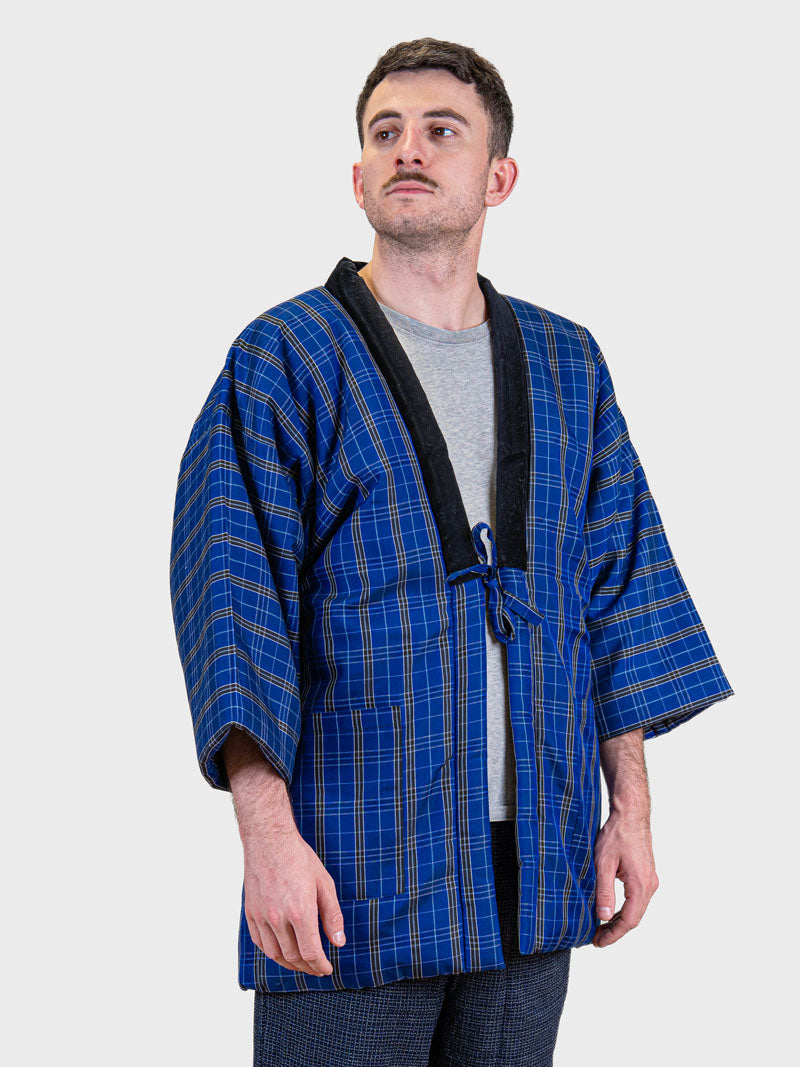 Men’s Hanten Jacket – Blue Kōshi Check ML