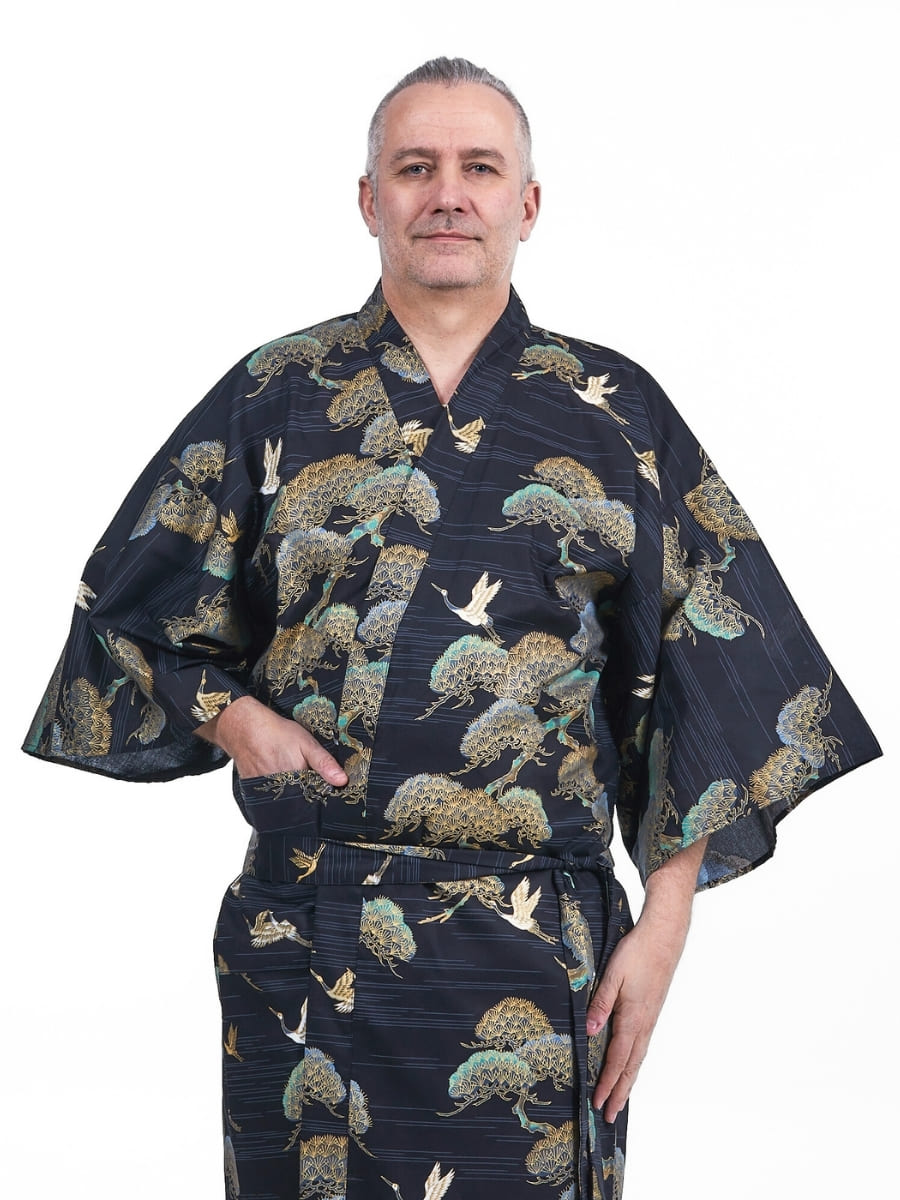 Men’s Happi Kimono – Crane & Pine One Size