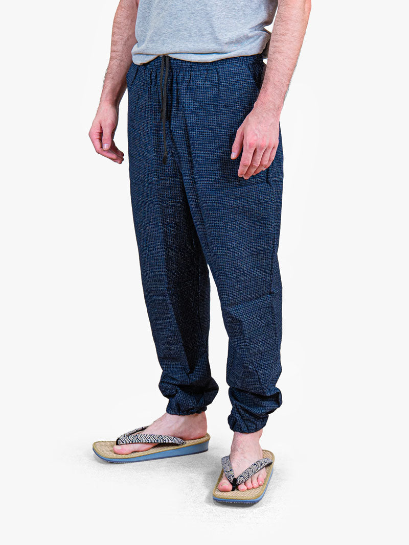 Men’s Japanese Trousers – Midnight Blue Kōshi Check