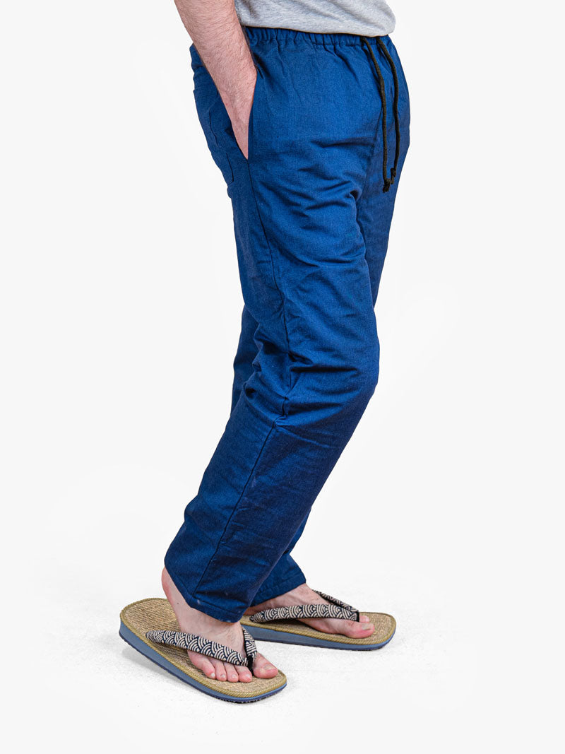 Men’s Japanese Trousers – Quilted Blue