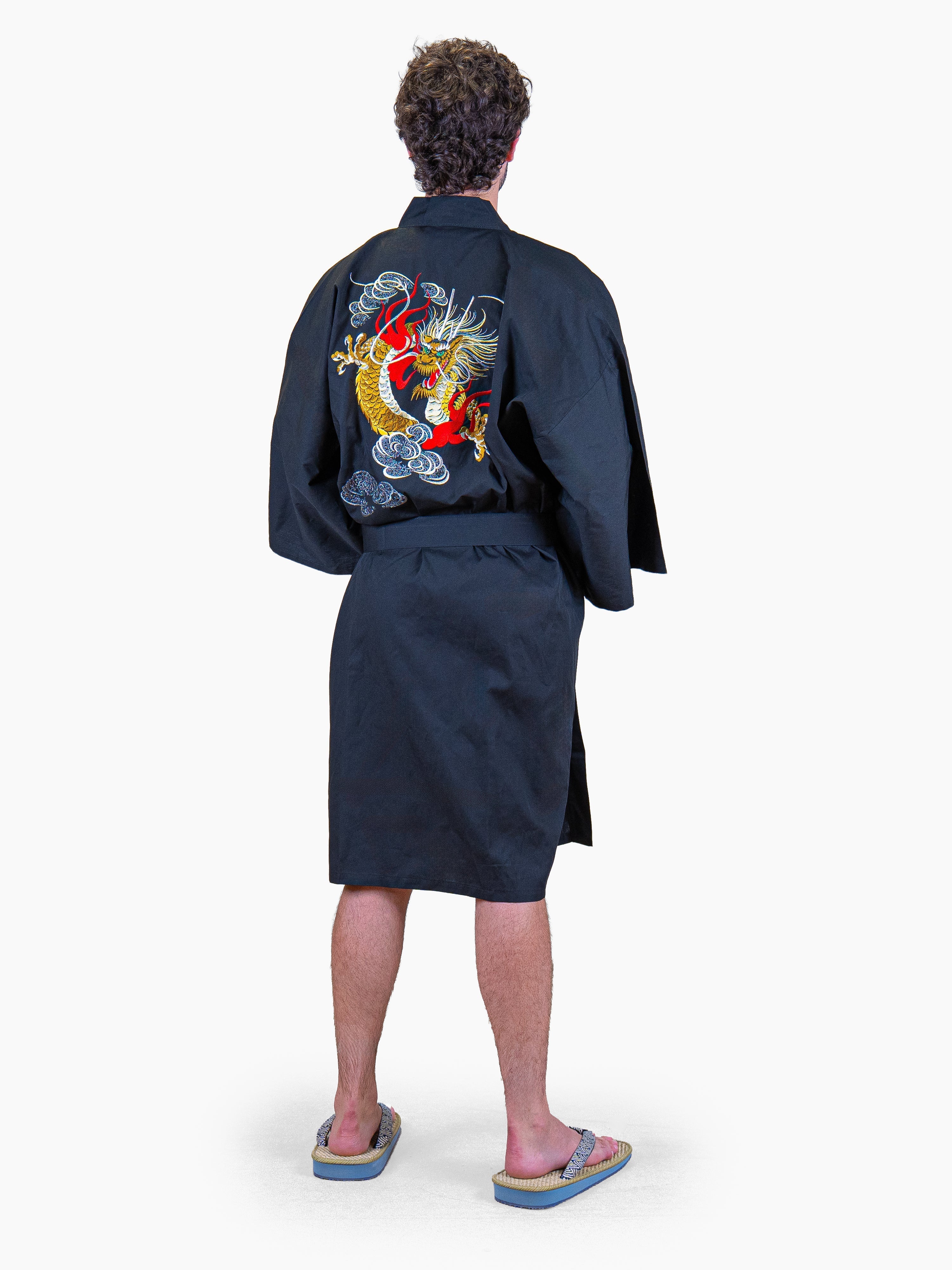Men’s Oversized Happi Kimono – Embroidered Dragon