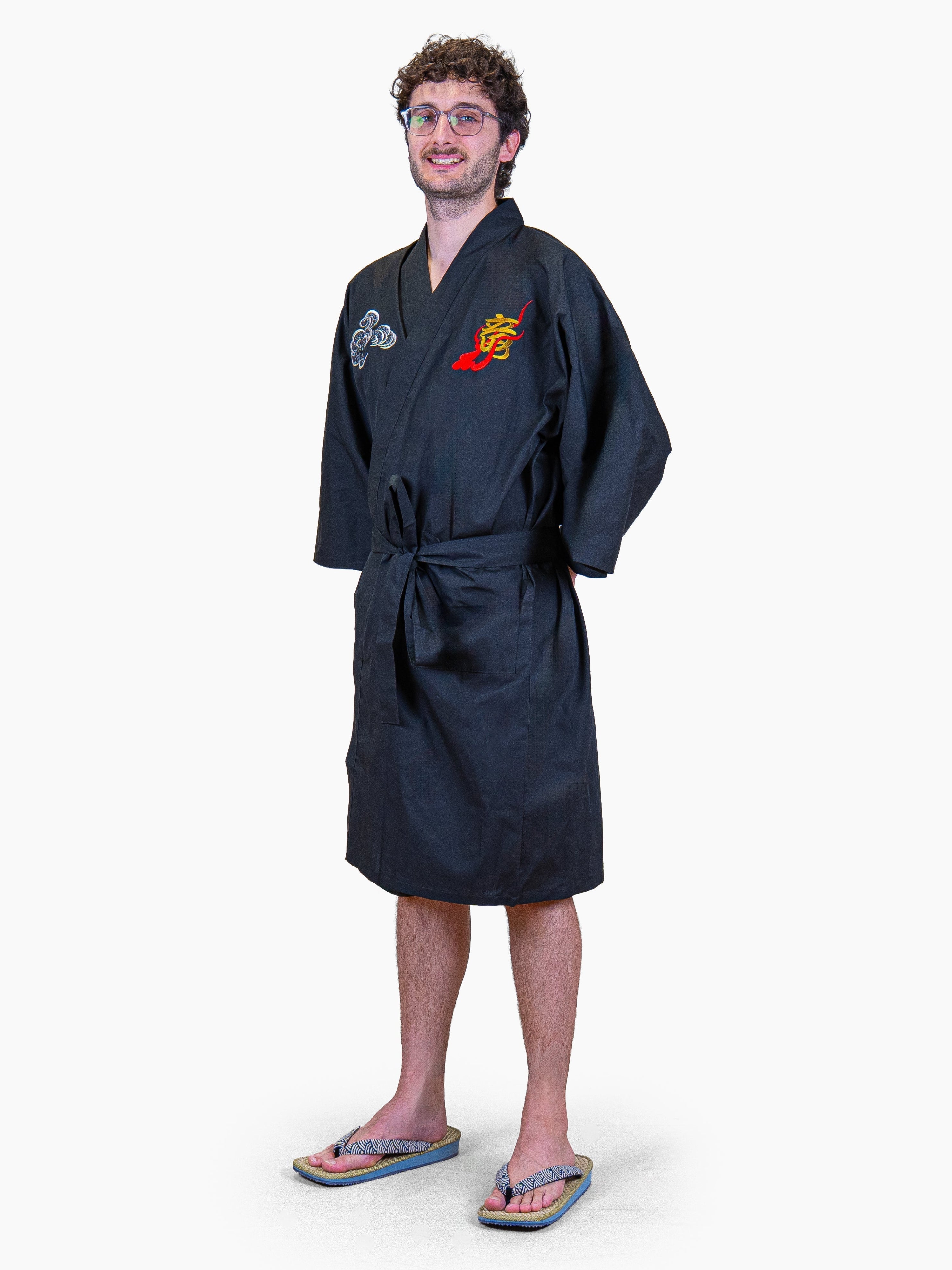 Men’s Oversized Happi Kimono – Embroidered Dragon
