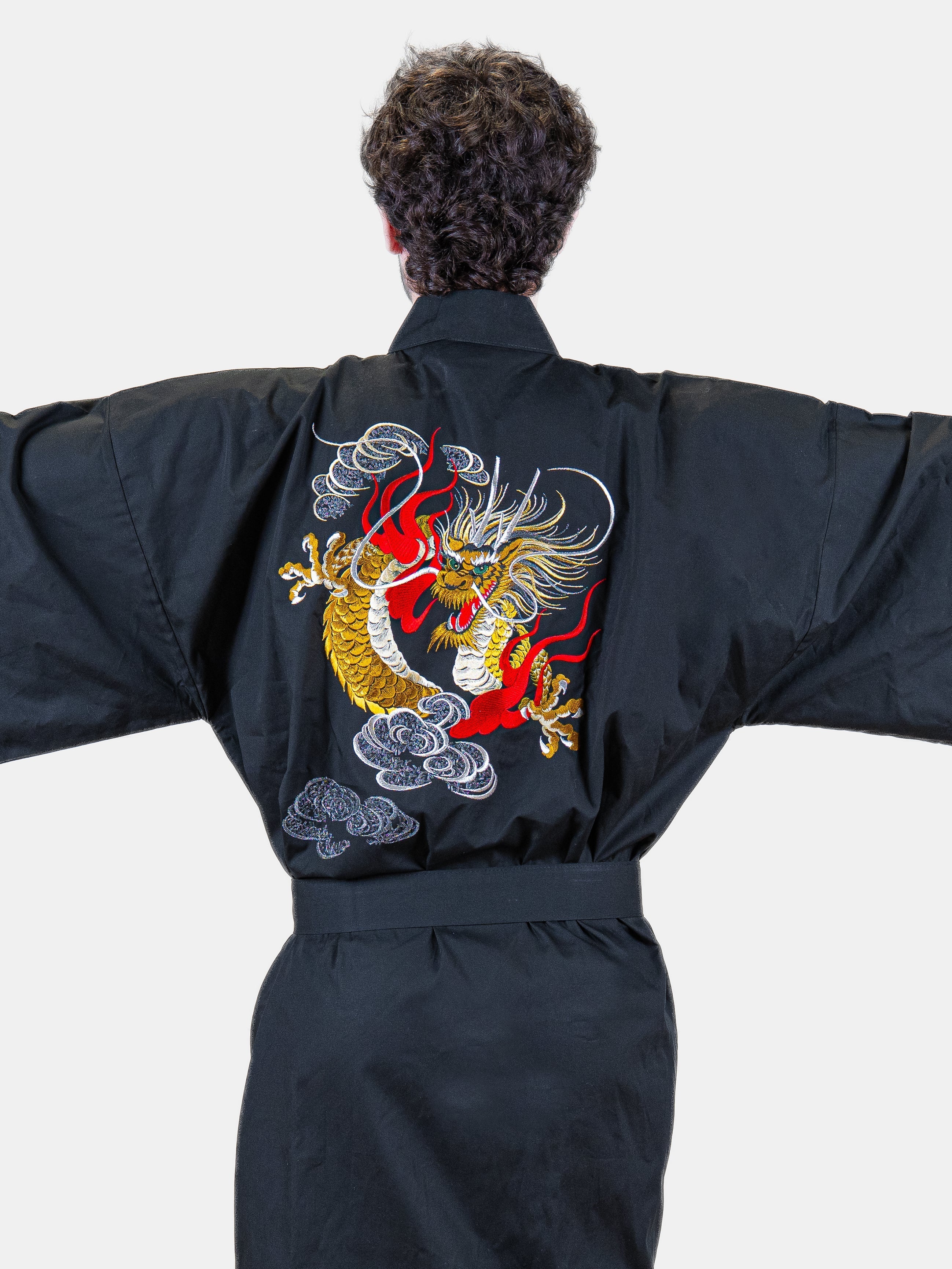 Men’s Oversized Happi Kimono – Embroidered Dragon