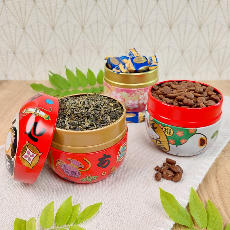 Meadow tea Yuko Hoshikawa 仔猫 Metal Tea Box - Golden Maneki Neko | Japan Avenue