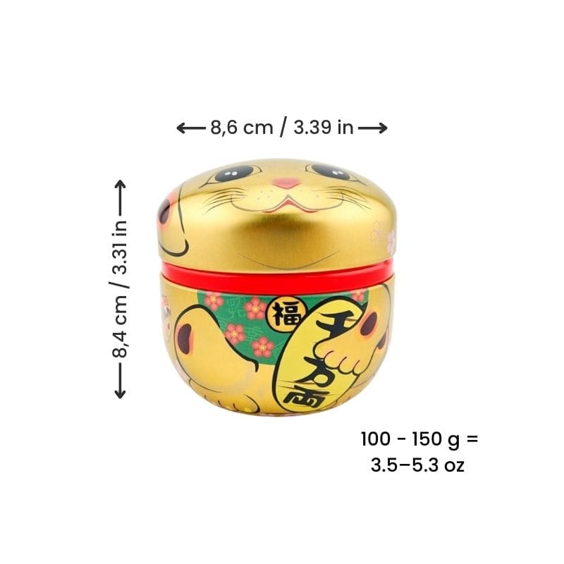 Metal Tea Box - Golden Maneki Neko | Japan Avenue