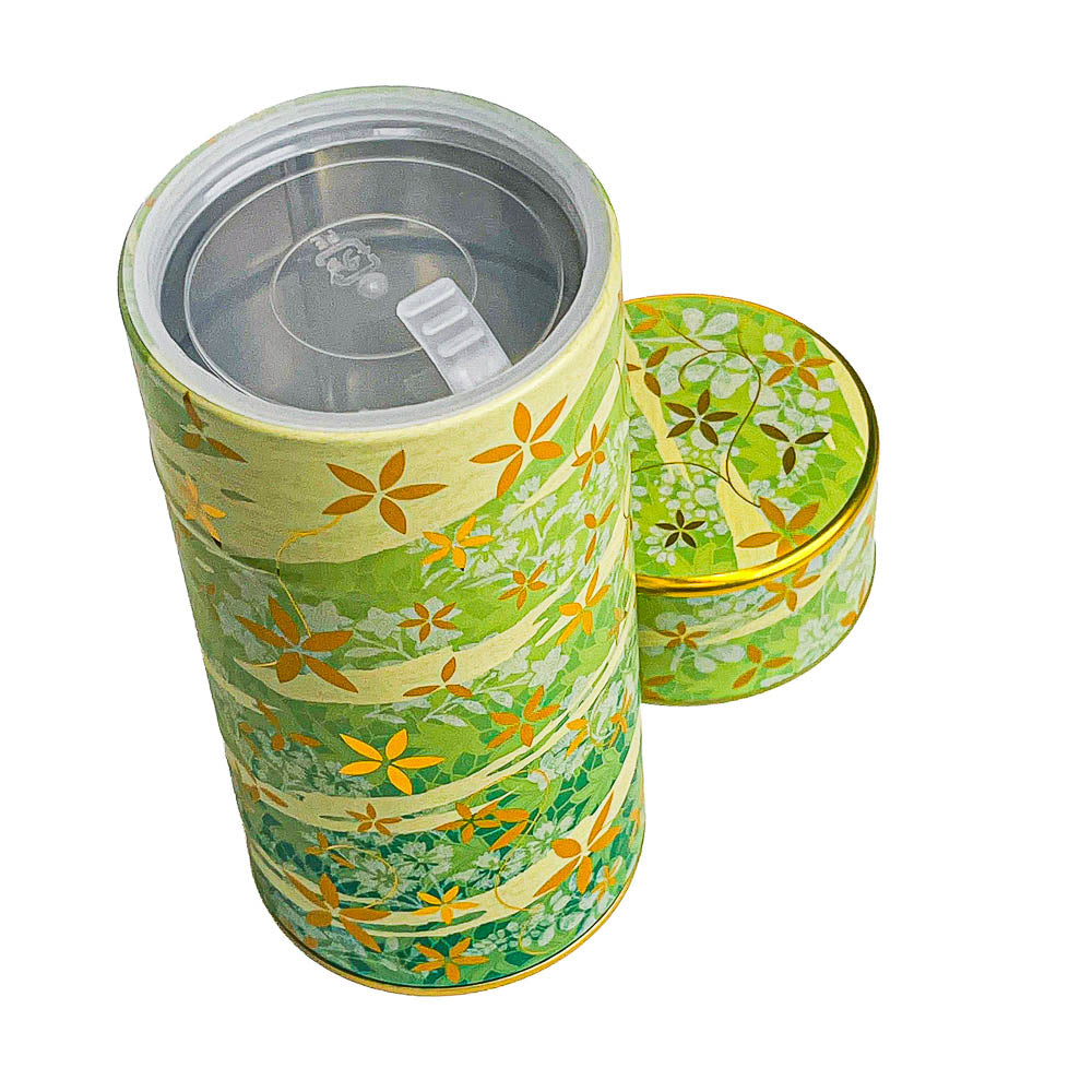 Metal Tea Caddy - Floral Green