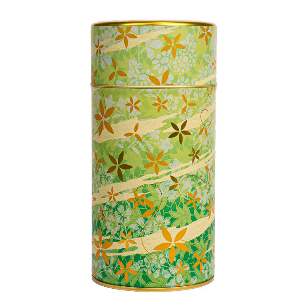 Metal Tea Caddy - Floral Green