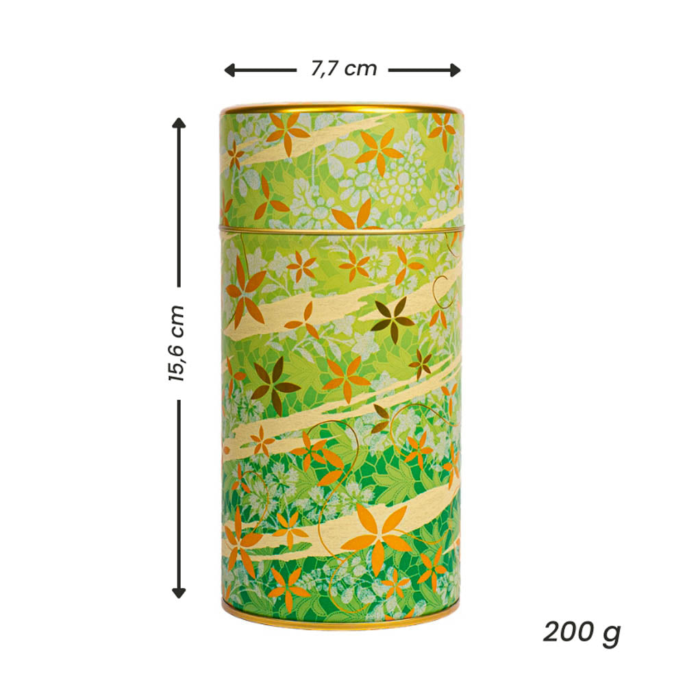 Metal Tea Caddy - Floral Green