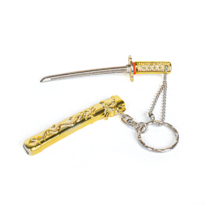 Mini Katana Keyring - Gold Dragon