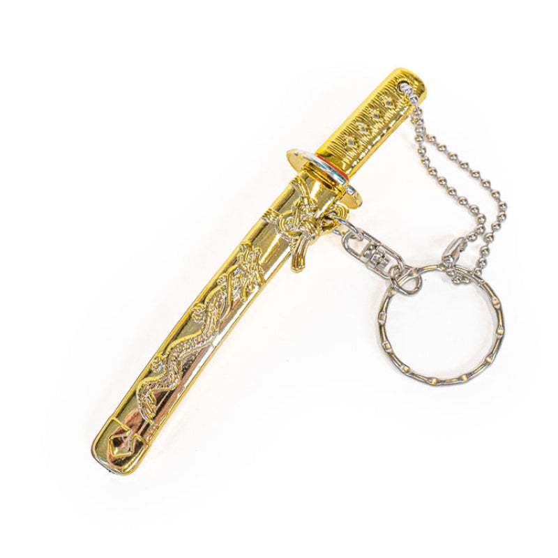 Mini Katana Keyring - Gold Dragon