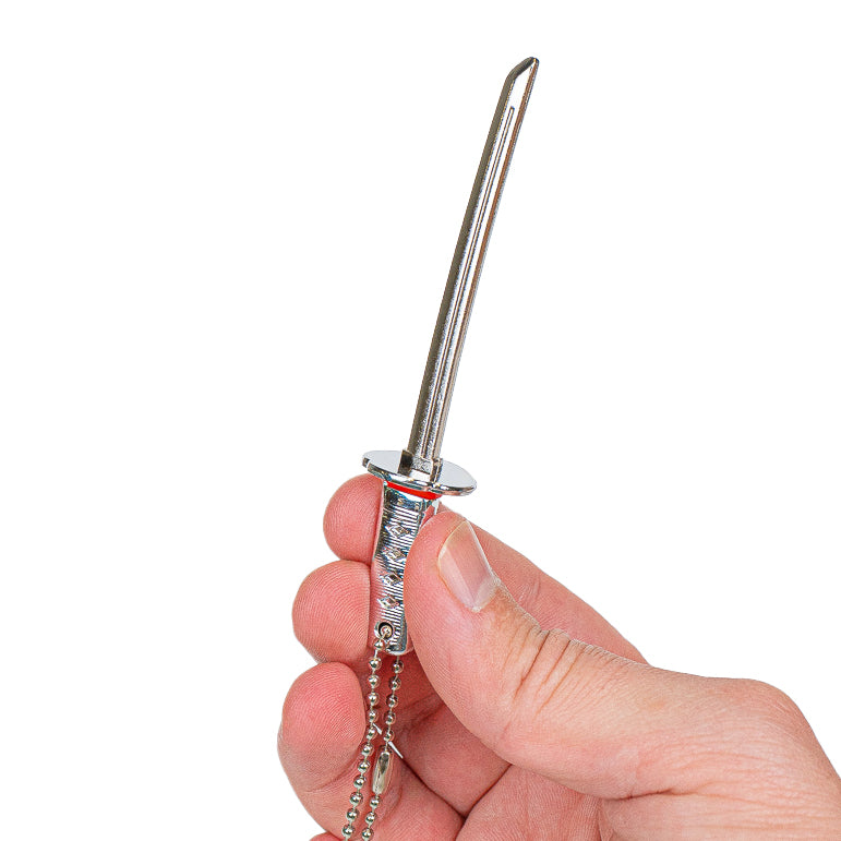 Mini Katana Keyring - Silver Dragon