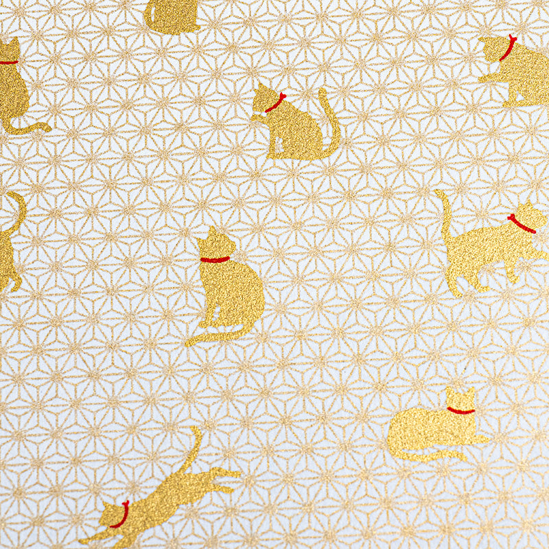 Mino Washi Goshuin Notebook - Asanoha Cat