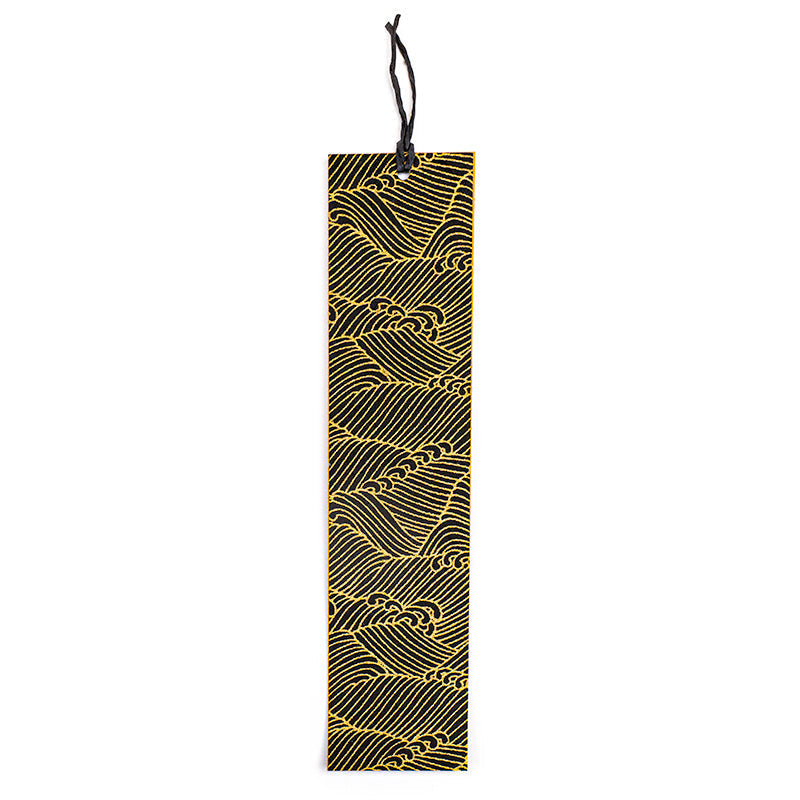 Mino Washi Japanese Bookmark - Black Waves