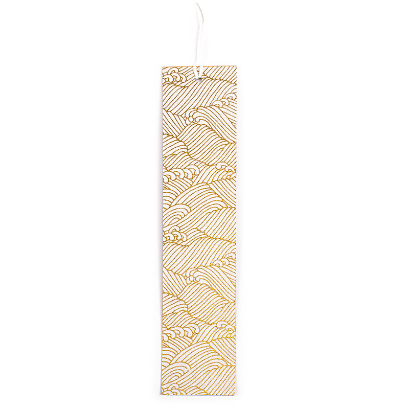 Mino Washi Japanese Bookmark - White Waves