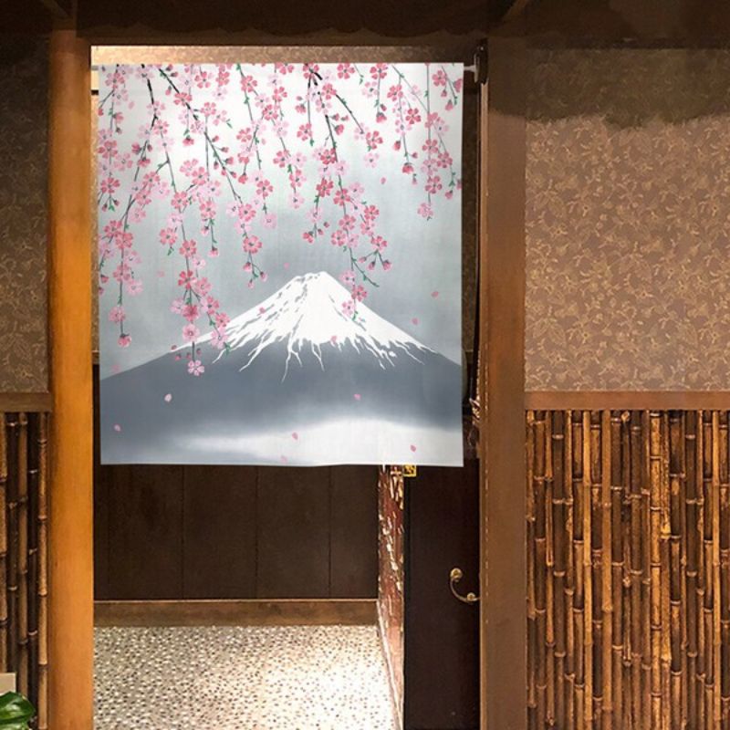 Noren Curtain - Cherry & Fuji 85 x 90 cm (33.5’’ x 35.5’’)