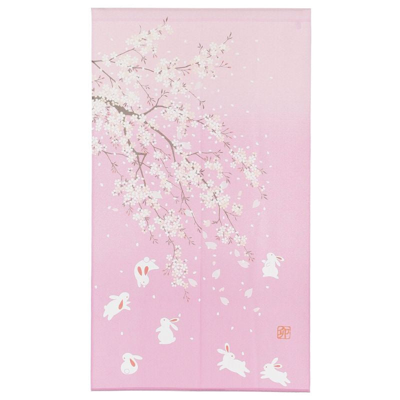 Japanese Noren Sakura Usagi - 85 x 150 cm